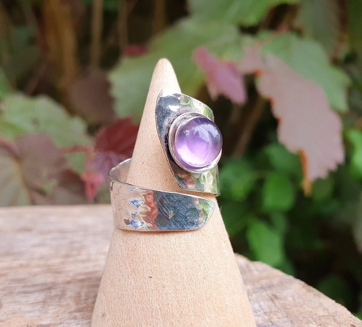 Ethnic style Silver & Amethyst Ring / Adjustable / Boho /  Bohemian / Psy / Rustic / Tribal / Gypsy / Festival / Healing / Festival