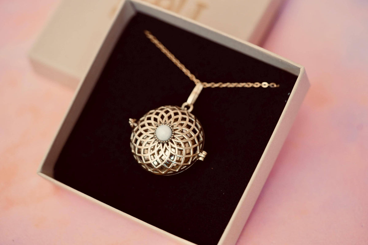 Turquoise Bola Necklace for Pregnant Woman, Baby Shower Gift, Gift Box Option, Musical Necklace