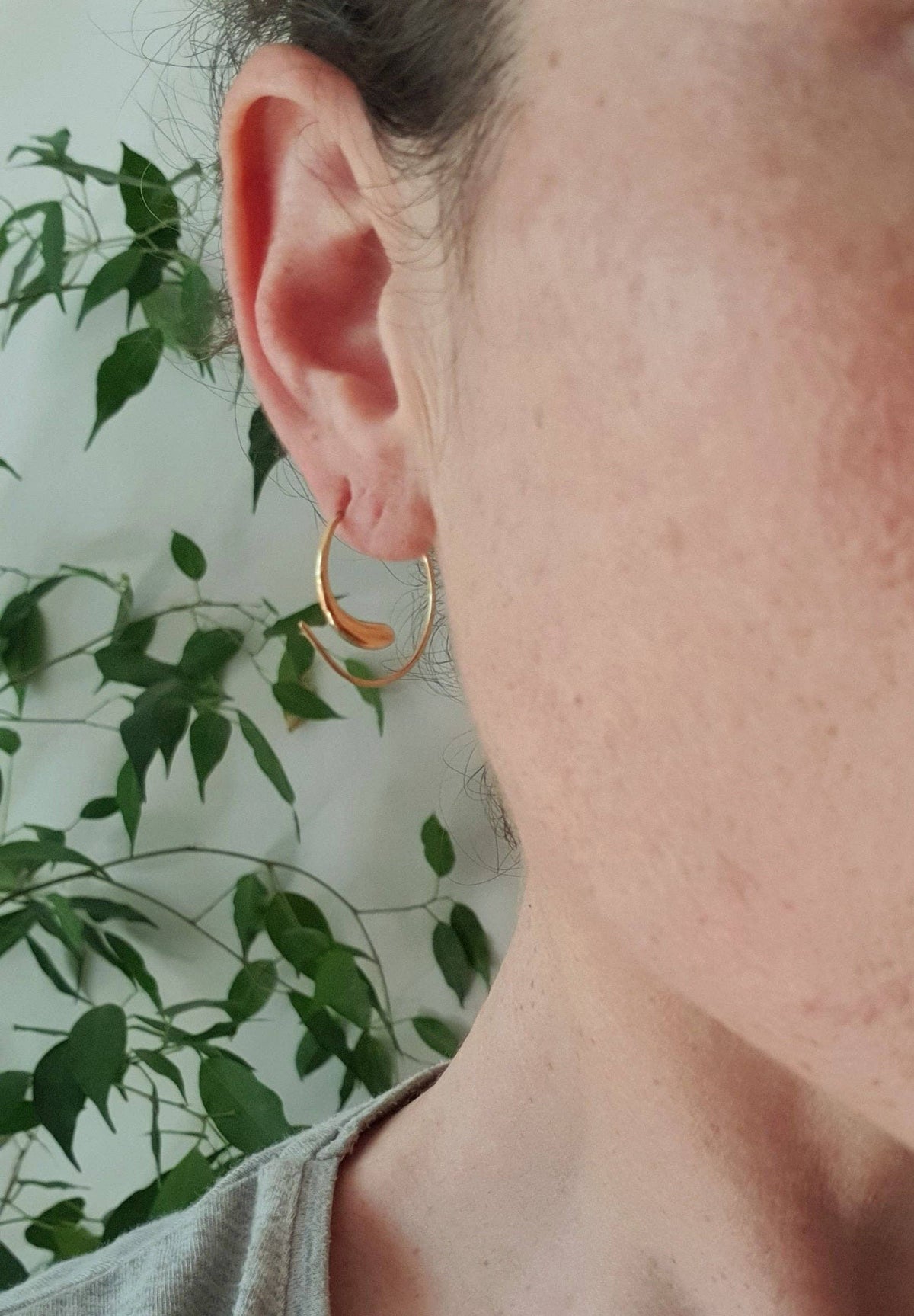 Minimalist Golden Spiral Hoop Earrings; Ethnic, Geometric,  Small, Rustic, Yoga, Hippie, Gypsy, Pretty, Ssy, Boho, Bohemian, Festival