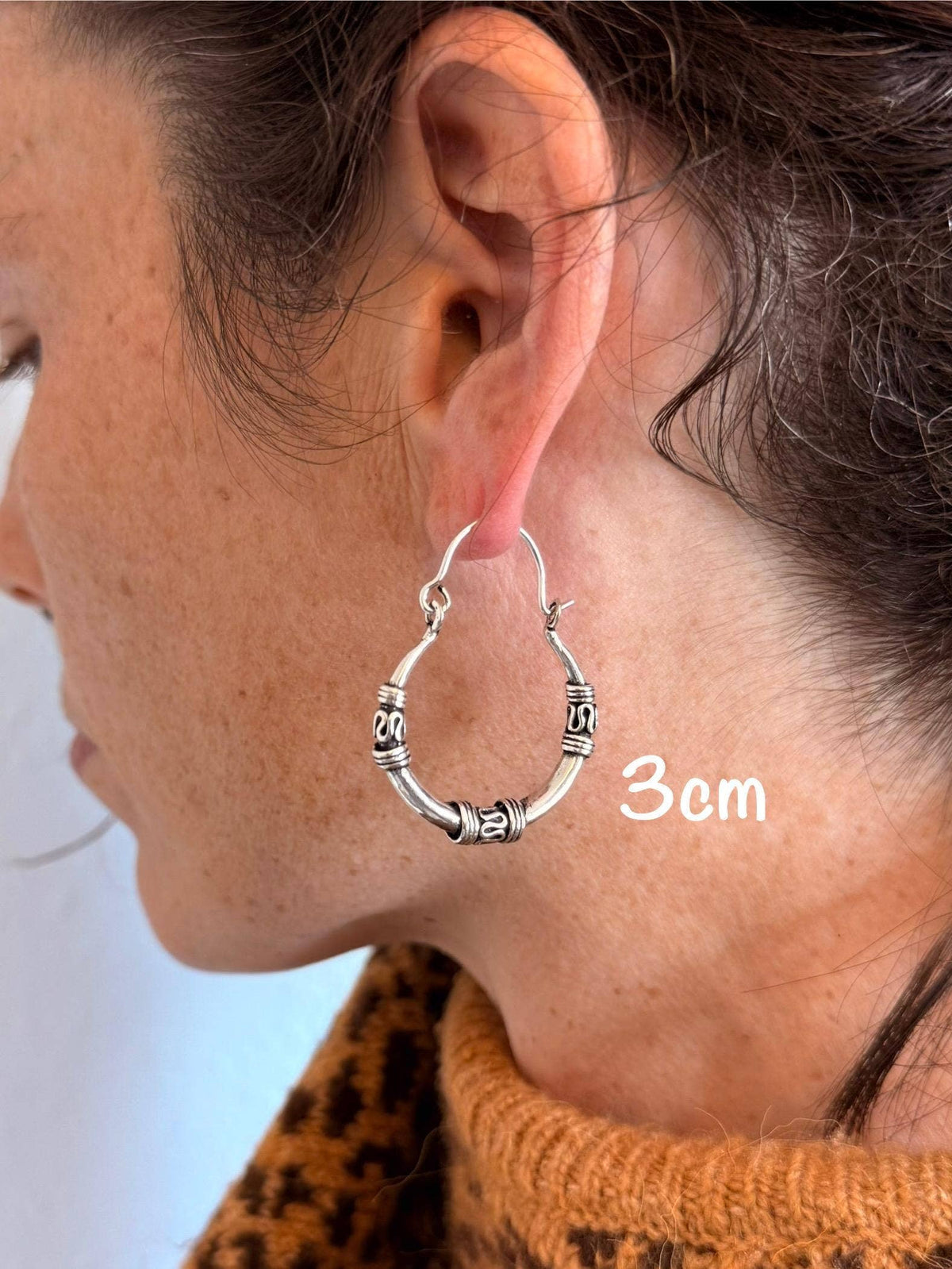 Silver Tribal Hoop Earrings / Ethnic / Rustic / Bohemian / Gypsy / Hippie / Chunky