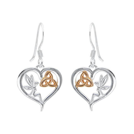 Sterling Silver Fairy Trinity Heart Earrings