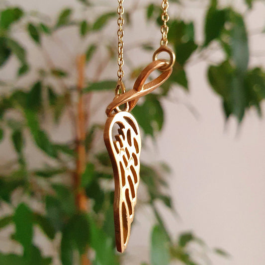 Infinity and Angel Wings Necklace Brass / Larait Minimalist / Contemporary / Boho / Modern / Chic / Pretty / Chain / Nature