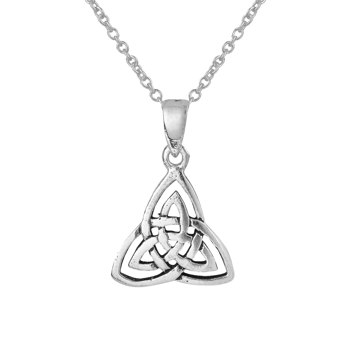 Dainty Sterling Silver Goddess Triple Triquetra Necklace