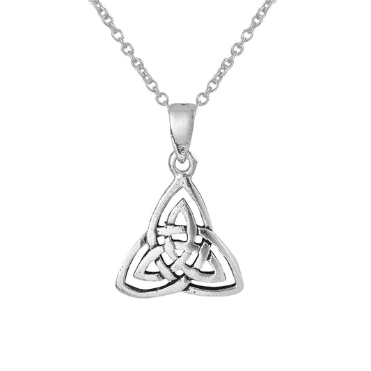 Dainty Sterling Silver Goddess Triple Triquetra Necklace