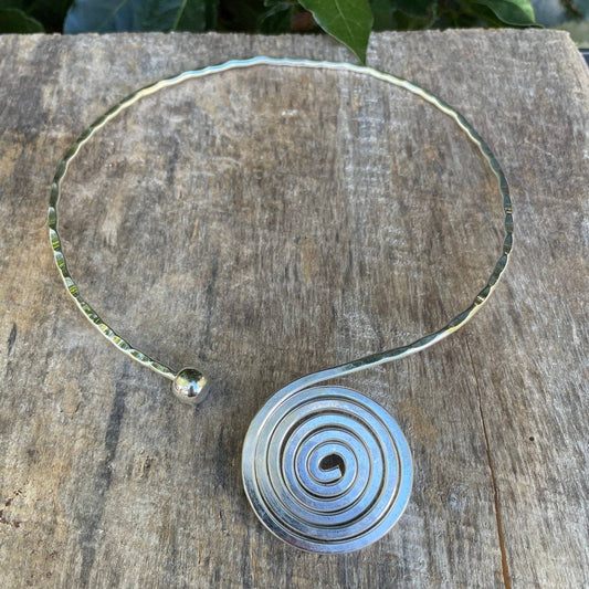 Silver Choker Ethnic Necklace / Rustic / Gypsy / Lightweight / Boho / Tribal / Hippie / Rustic / Vegan / Aztec