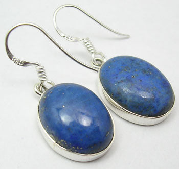 Lapis Lazuli Sterling Silver Large Oval Earrings