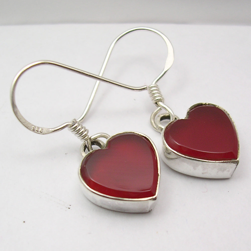 Carnelian Heart Sterling Silver Earrings