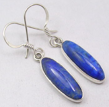 Lapis Lazuli Sterling Silver Long Oval Earrings