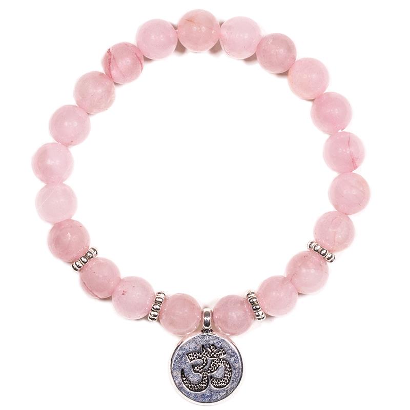 Rose Quartz Ohm Charm/Mala Bracelet