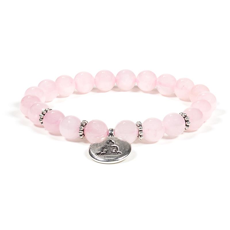 Rose Quartz Buddha Charm/Mala Bracelet