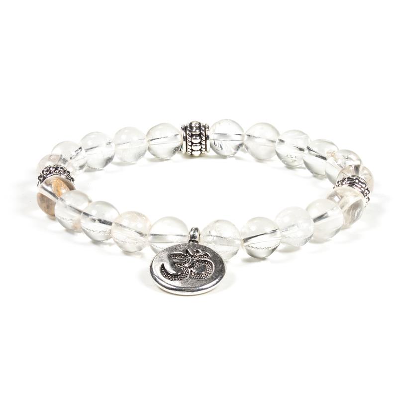 Rock Crystal Ohm Charm/Mala Bracelet