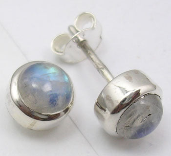 Rainbow Moonstone Sterling Silver Stud Earrings