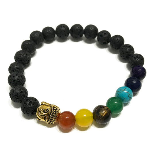 Lava Stone Bracelet - Buddha- Chakra