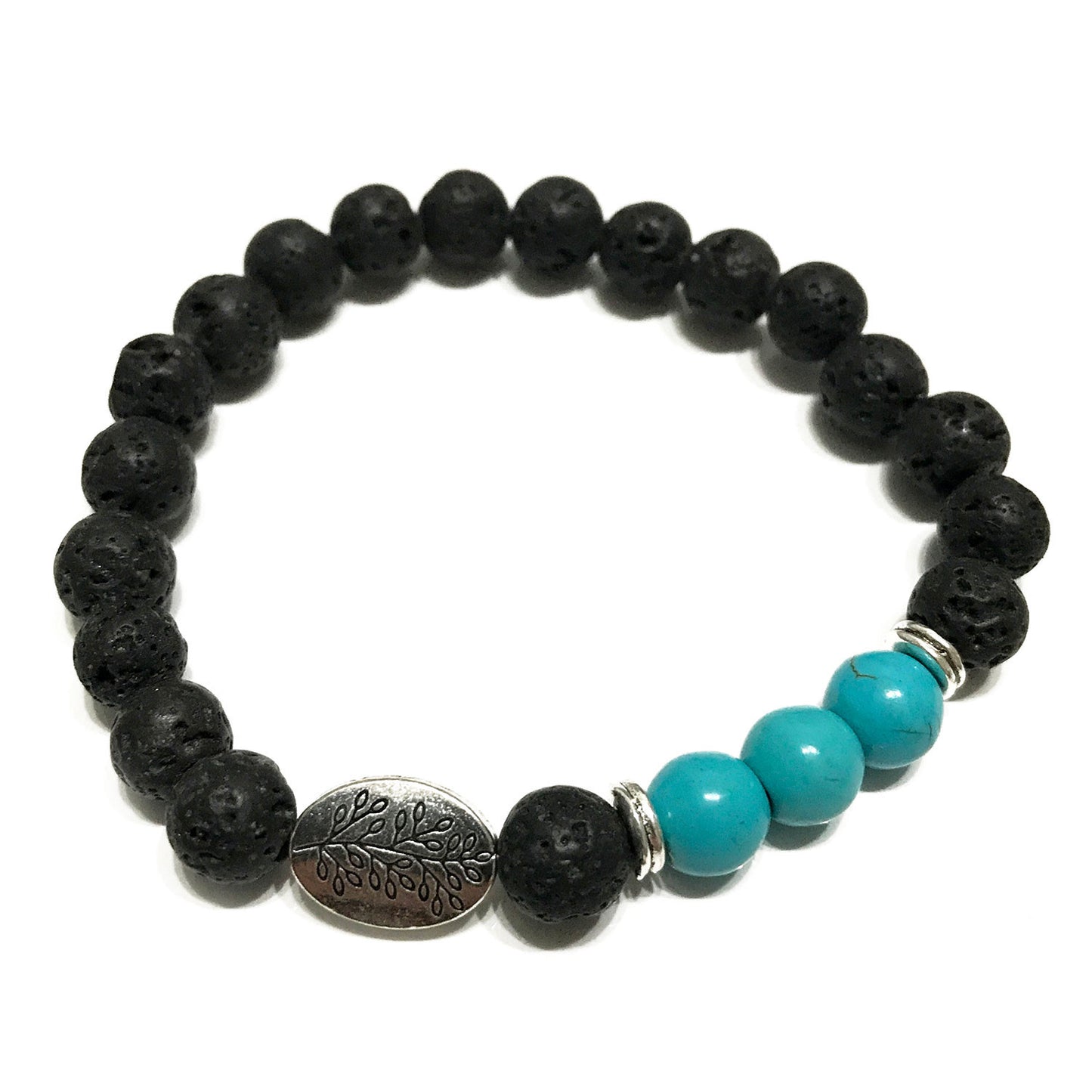 Turquenite Lava Stone Bracelet - Leaf