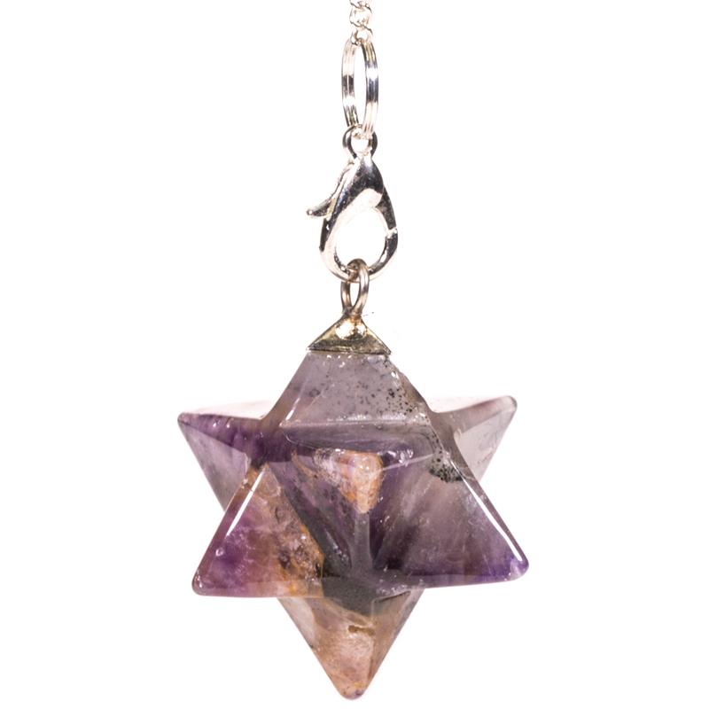 Amethyst Merkaba Star Pendulum - Eight-Pointed