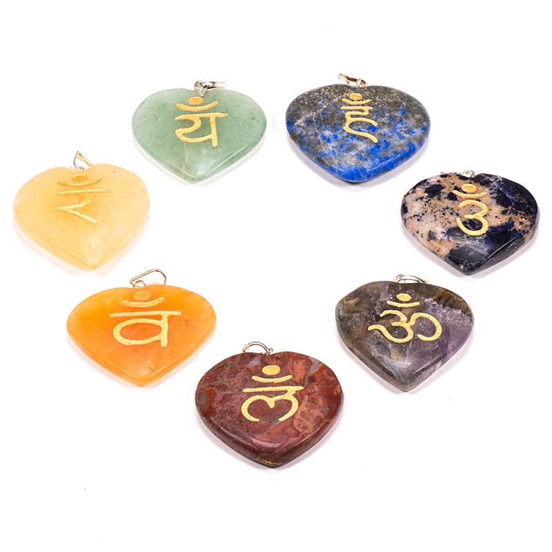 Chakra Sanskrit Symbol Heart Pendant