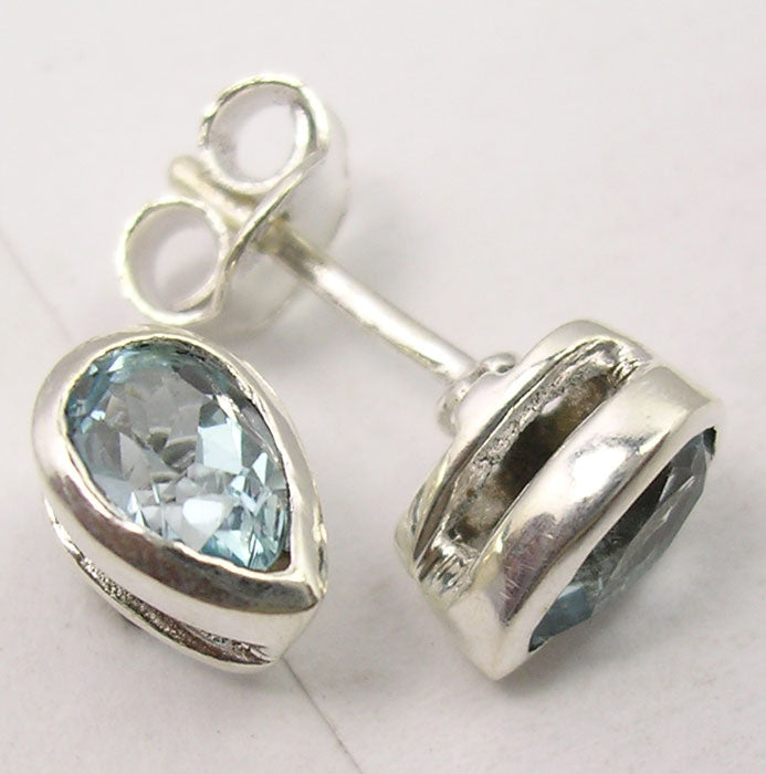 Sterling Silver Blue Topaz Stud Earrings