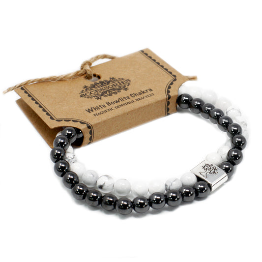 Magnetic White Howlite Chakra Gemstone Bracelet