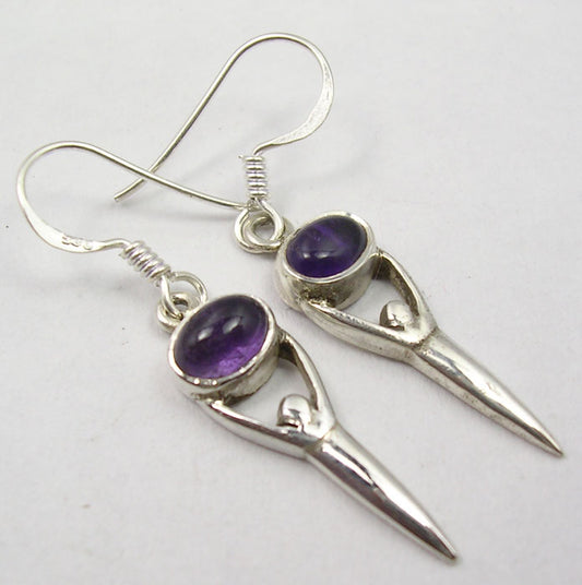 Amethyst Sterling Goddess Silver Earrings