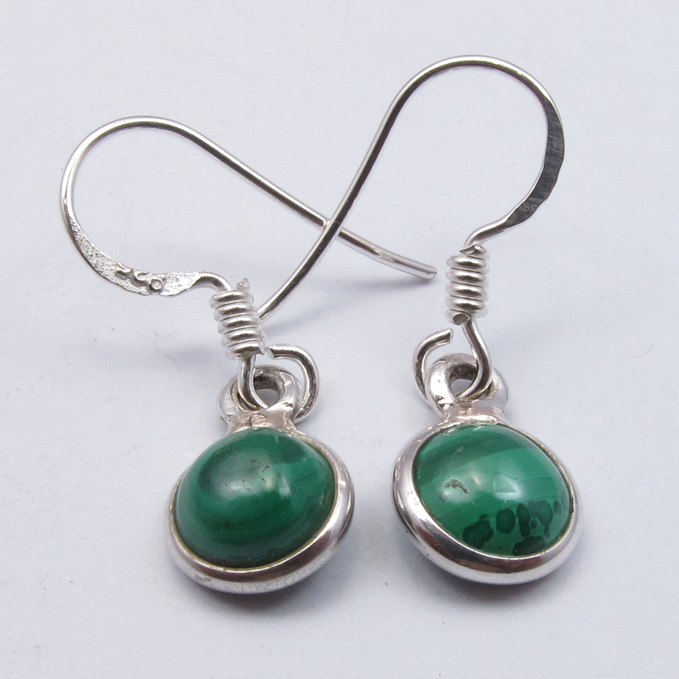 Malachite Sterling Silver Small Circle Earrings