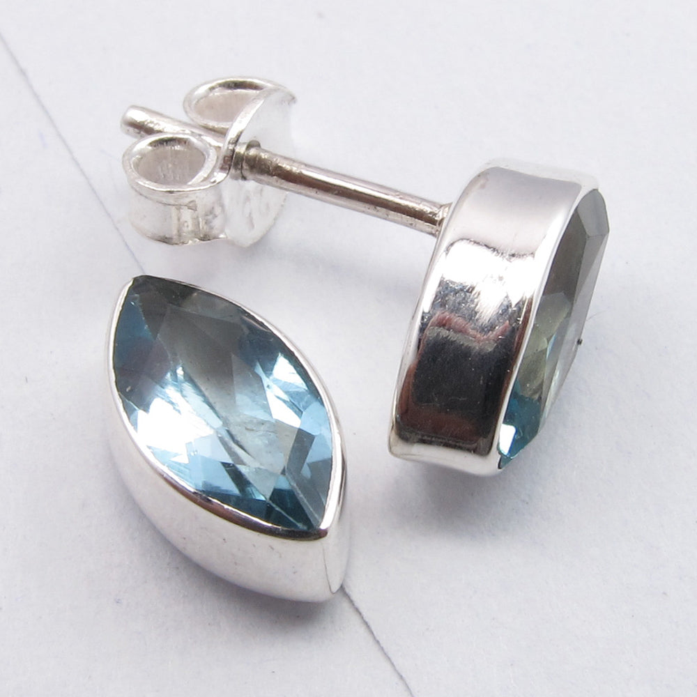 Sterling Silver Blue Topaz Stud Earrings