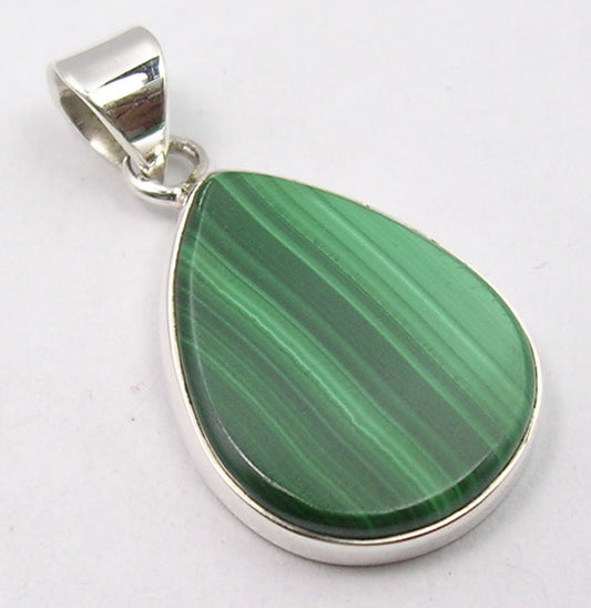 Malachite Sterling Silver Teardrop Pendant