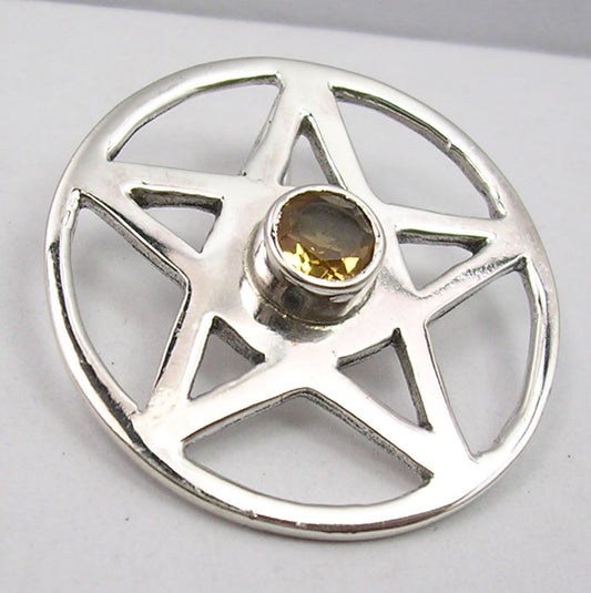 Sterling Silver Citrine Pentagram Pendant