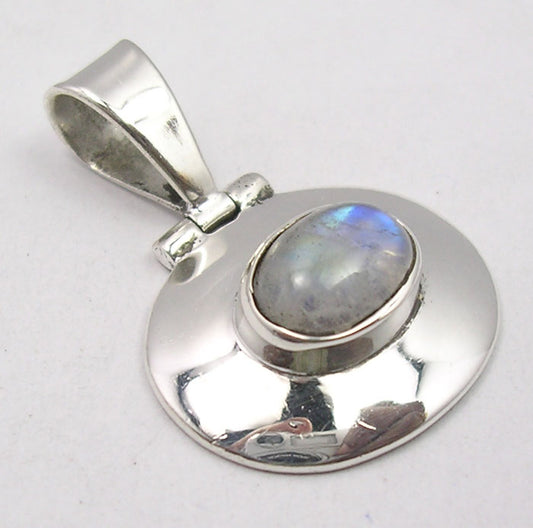Rainbow Moonstone Sterling Silver Pendant