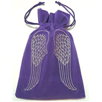 Angel Wings Embroidered Velvet Bag For Tarot Cards