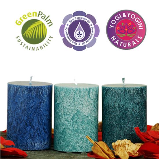 Sustainable Stearin Set Of 3 Candles - OCEAN