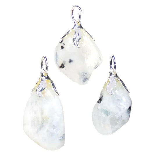 White Labradorite Polished Gemstone Pendant