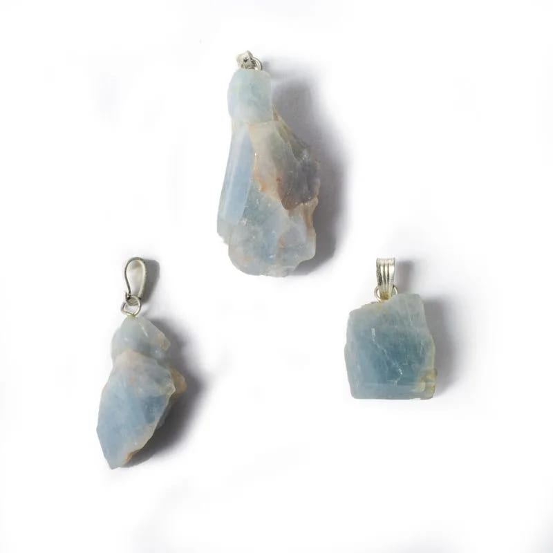Blue Calcite Rough Gemstone Pendant