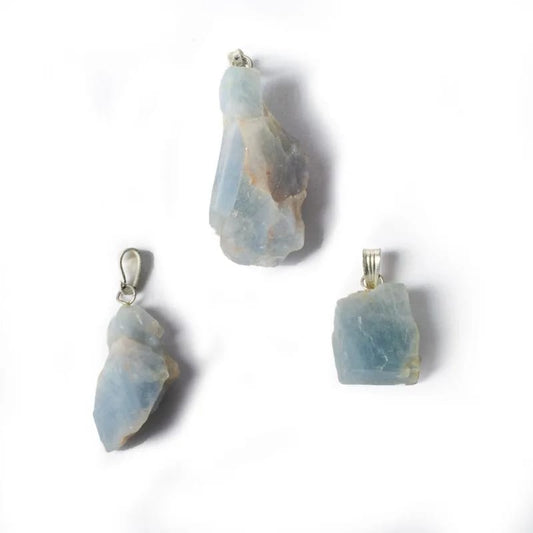 Blue Calcite Rough Gemstone Pendant