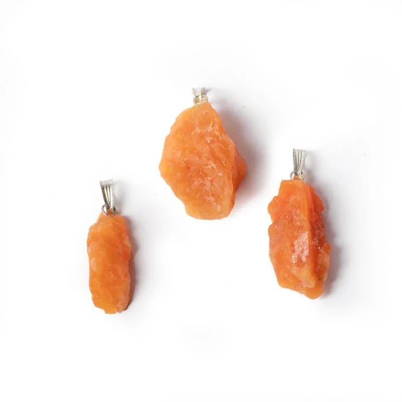 Orange Calcite Rough Gemstone Pendant