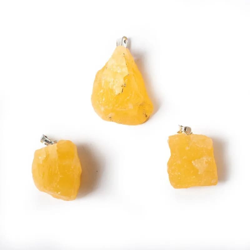 Yellow Calcite Rough Gemstone Pendant