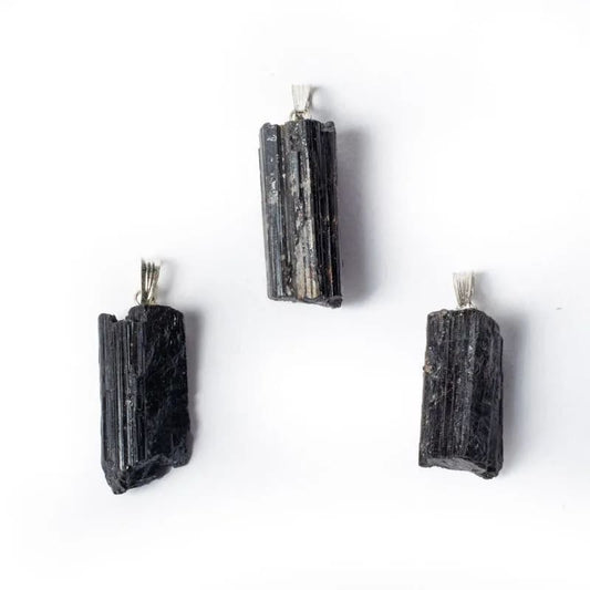 Black Tourmaline Rough Gemstone Pendant