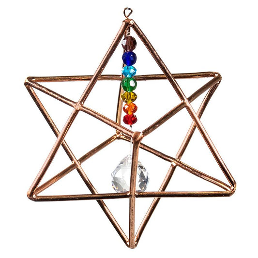 Hanging Merkaba Star with Chakra Crystal