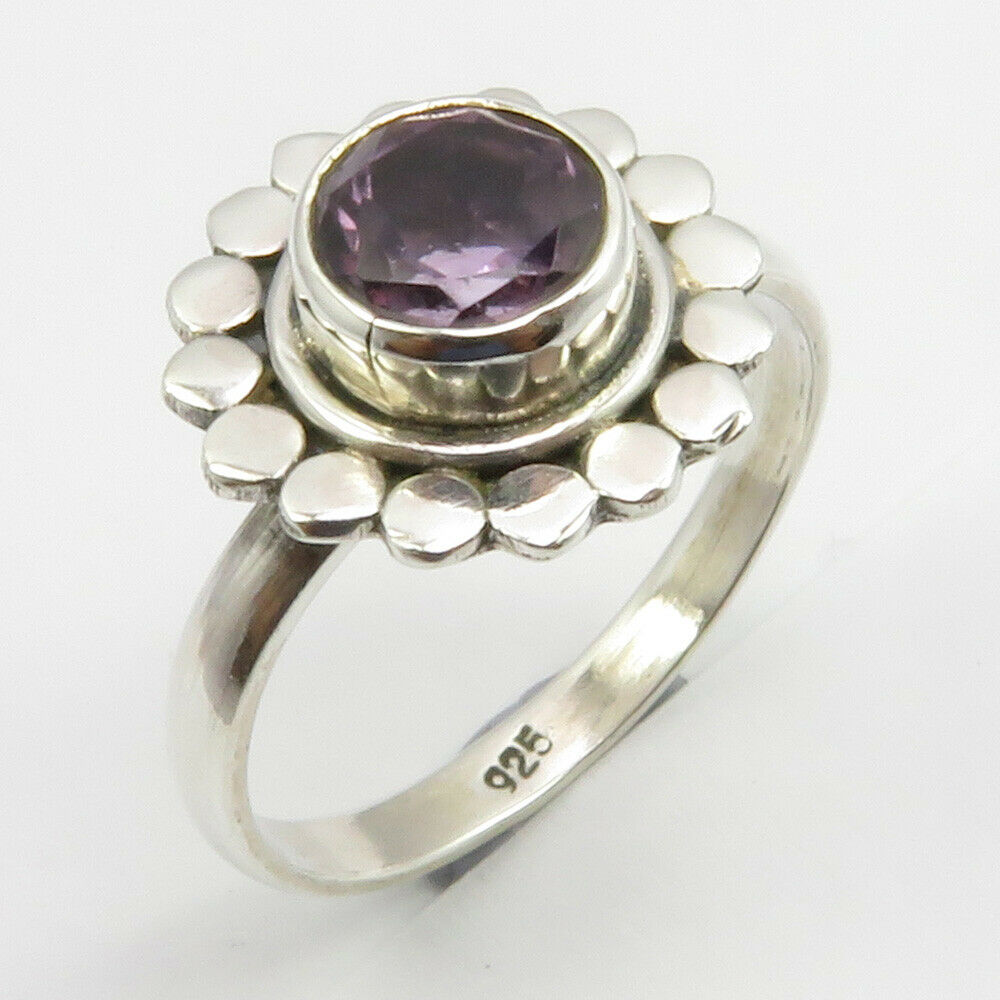 Amethyst Sterling Silver Embellished Flower Ring