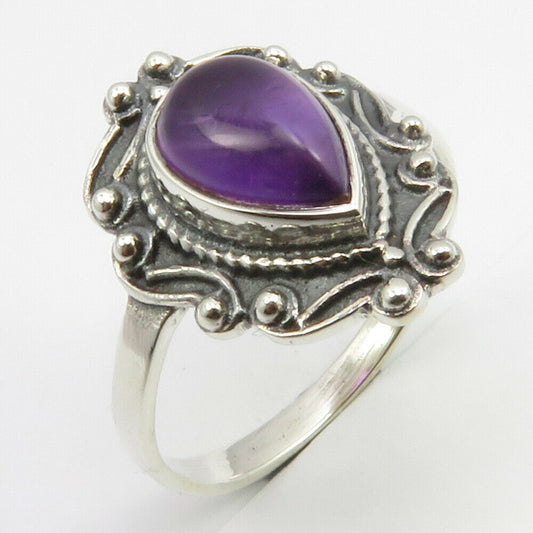 Amethyst Sterling Silver Embellished Ring