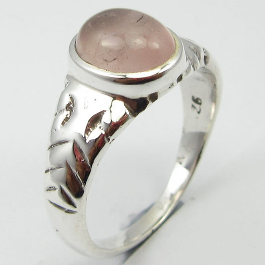 Rose Quartz Sterling Silver Detail Ring