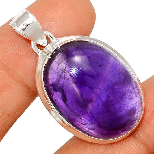 Amethyst Sterling Silver Oval Pendant