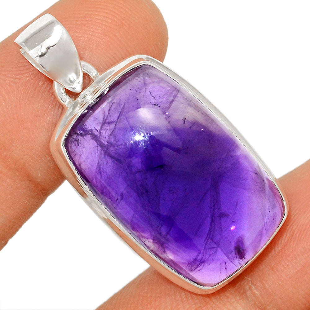 Amethyst Sterling Silver Rectangular Pendant