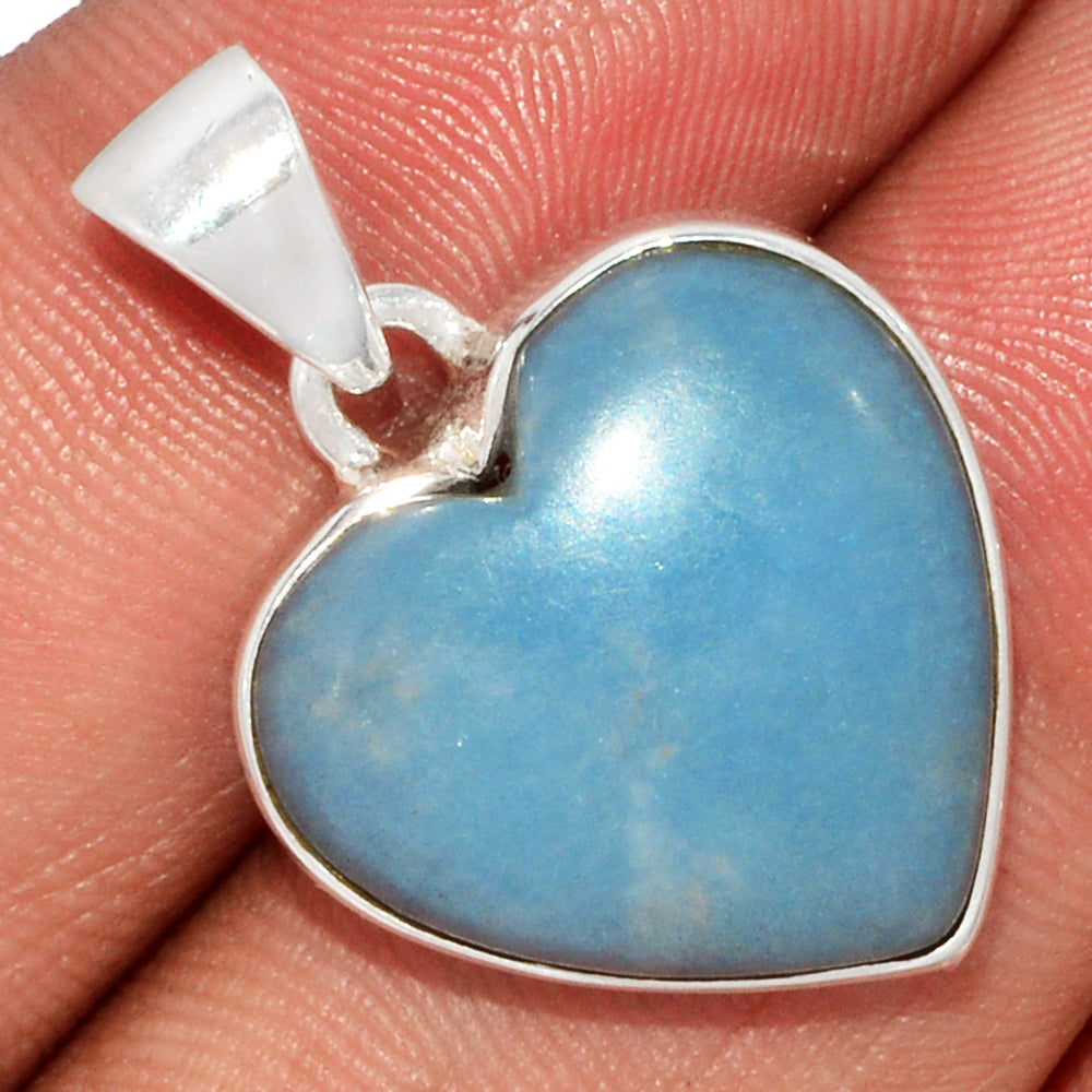 Sterling Silver Angelite Heart Pendant
