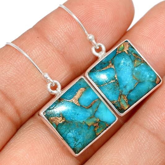 Sterling Silver Blue Copper Turquoise Earrings