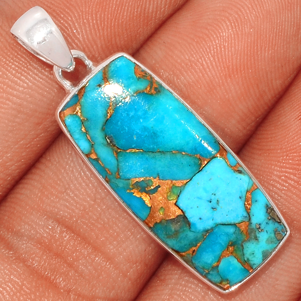 Sterling Silver Blue Copper Turquoise Pendant