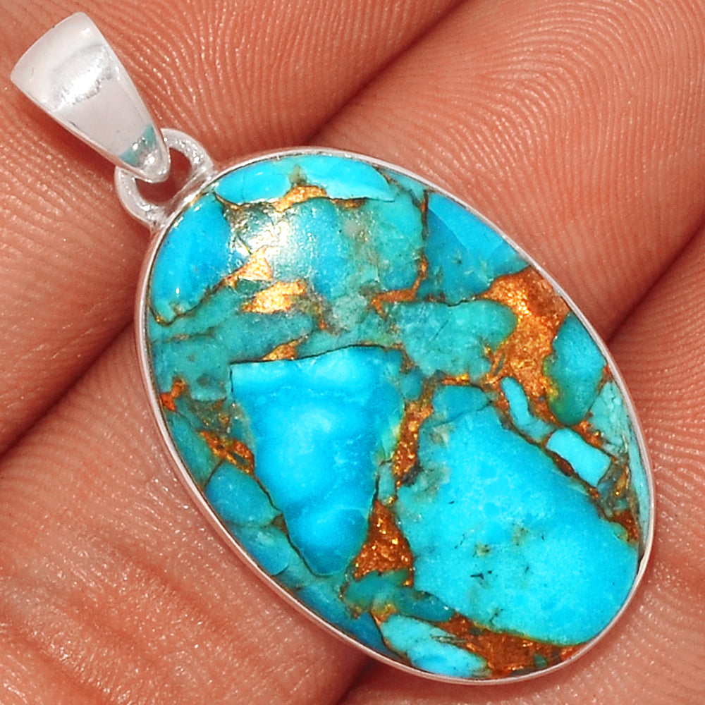 Sterling Silver Blue Copper Turquoise Pendant