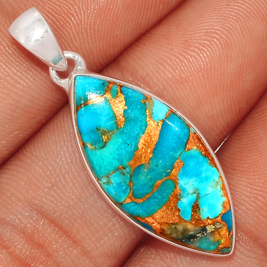 Sterling Silver Blue Copper Turquoise Pendant