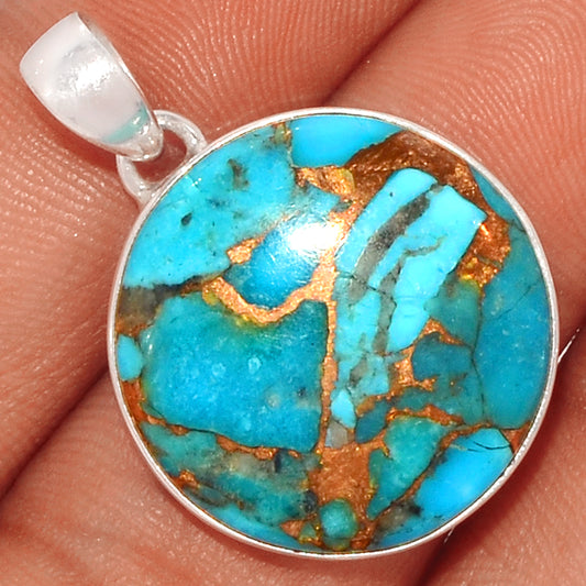 Sterling Silver Blue Copper Turquoise Pendant