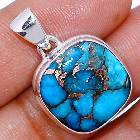 Sterling Silver Blue Copper Turquoise Pendant