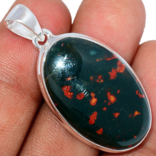 Sterling Silver Bloodstone Pendant